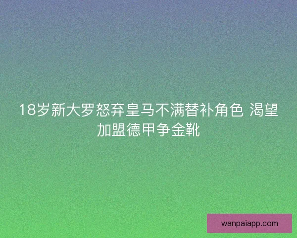18岁新大罗怒弃皇马不满替补角色 渴望加盟德甲争金靴