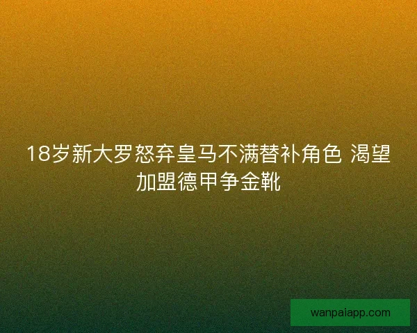 18岁新大罗怒弃皇马不满替补角色 渴望加盟德甲争金靴